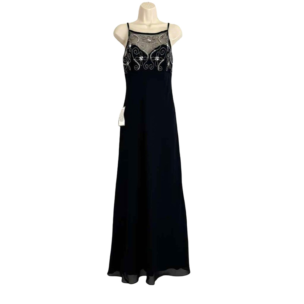 Morgan and Co USA Made 90's Vintage Deadstock Beaded NWT Prom Dress Black 5/ 6